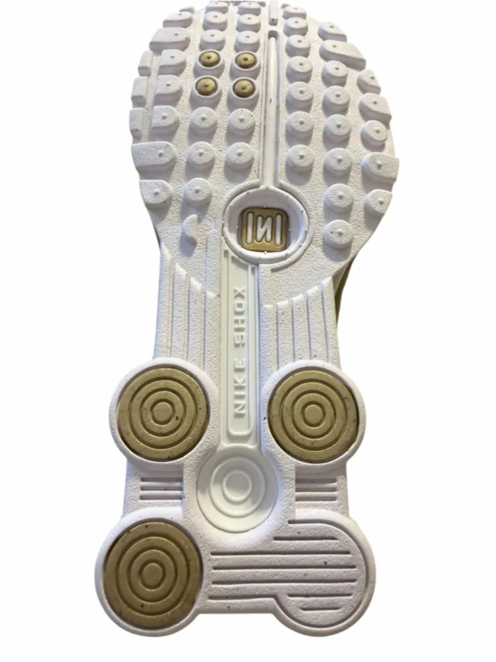 Men's/Youth Nike Shox R4 Sneakers Gold/White Size 4Y